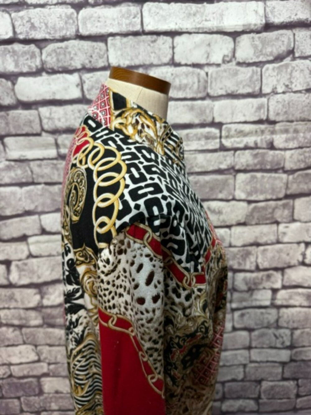Chico's Black, White, Red & Brown Long Sleeve Jacket Size L - Picture 8 of 9
